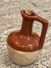 Mohawk Pottery Miniature Brown White 3 25  Whiskey Liquor Jug Ewer Pitcher Cork