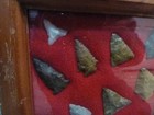 Framed Indian Arrowhead Artifact Collection In Display Case Rare Estate Find