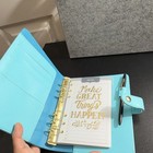 Carpe Diem Turquoise A5 6-ring Agenda Planner Binder Cover Set With Pen