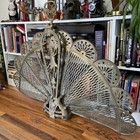 Antique Art Deco Nouveau Brass Folding Peacock Fireplace Screen 46    X 34    Read 