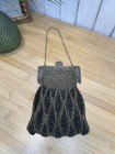 Early 20th Century Antique    flapper Style    Beaded Purse With Ornate Metal Frame