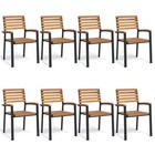 Patio Chair Stackable Lawn Dining Chair Solid Wood Acacia And Metal Vidaxl 