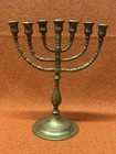 Antique Vtg Brass Hanukkah Chanukah Temple Menorah 7 Candle Judaica