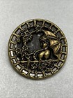Antique Victorian Metal Button Woman With A Parasol