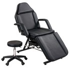 Adjustable Beauty Salon Spa Massage Bed Tattoo Table Chair With Stool Set Black
