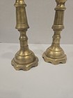 Vintage Pair Brass Candle Stick Holders 8  Tall  Heavy  Read