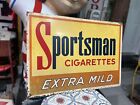 Sportsman Cigarettes Sign Vintage Steel Original Old Tobacco Advertising