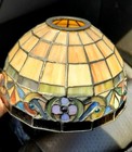 Tiffany Style Replacement Slag Glass Shades Set Of 3 Leaded Floral Stained Glass