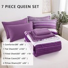 7 Piece Bed In A Bag Stripe Comforter Set Queen Size  White And Purple