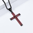 Rnivida Cross Necklace For Men  Silver Black Stainless Steel Beveled Edge Cross