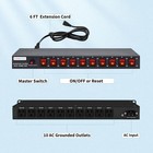 1u Pdu Horizontal Rackmount Power Strip - Surge Protector 10 Nema 5-15r Outlet