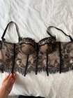 Women   s Black Beige Lace Corset With Cups Size S
