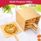Multilayer Bamboo Pizza Peel Rack Contain 4x12inch Non-stick Bamboo Pizza Boards