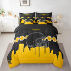 7 Pcs Comforter Set football Bed In A Bag With Flat Sheet Queen