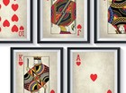 Poker Royal Flush Hearts Playing Cards Art Print Set Of 5 8x10  Vintage Posters 