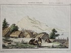 New Zealand Funeral Pacific 1863 Hand Color Print Lot X 2 Views W  Village Scene