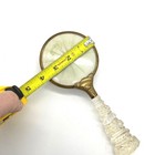 Antique Guilloche Enamel Cut Glass Handle Hair Brush Sunburst Mint Green Brass