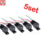5 Pack 12v 30 40 Amp 4-pin Spst Automotive Relay With Wires   Harness Socket Set