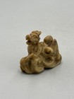 Vintage Chinese Export Shoushan Stone Winged Dragon Carving Scholar Ornament