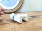 Small White Bichon Frise Ornament Figurine Bichon Frise Dog Resine Purple Hat