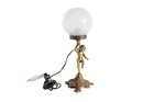 Antique French Cherub Table Lamp Brass Spelter White Globe Light Working