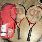 Wilson Roger Federer Tennis Racquet Set 2 Racquets Red Bag Water Bottle