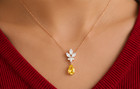 4ct Pear Cut Simulated Yellow Citrine diamond Drop Necklace 14k Rose Gold Plated