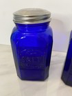 Vintage Cobalt Blue Large Glass Salt And Pepper Shakers