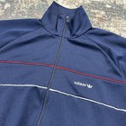 Vintage 80s Adidas Trefoil Track Jacket Navy Red White Striped Full Zip Mens L