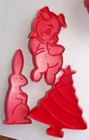  8  Lot Vintage Christmas Cookie Cutters Tupperware - Santa Flag Pumpkin Tree   
