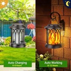Led Flickering Flame Solar Hanging Lights Lantern Outdoor Garden Pathway Lamp Us