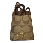 Coach 63274 Id Lanyard Pass Case Card Holder Khaki Saddle Leather
