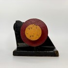 Vtg Wood Industrial Pattern Mold Form Steampunk Decor Black  Red   Yellow