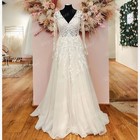 Vintage Long Sleeve Lace Appliques Women Wedding Dress V Neck Illusion