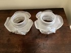 Pair Of Antique French Art Deco Frosted Glass Tulip Light Shades