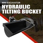 Huayee 32in 800mm Tilting Bucket For Mini Excavator With Pins And Hose Stock
