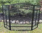 Vintage Mission Style Arched 3 Panel Fireplace Screen Black Iron   Mesh 48 x29 