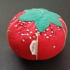Vintage Red Tomato Sewing Needle Pin Cushion With Strawberry And Pins