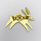 Vintage Brooch Southwestern Style Rabbit Hare Brass Tone With Black Enamel