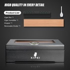 Xifei Cigar Humidor  Glass Top Carbon Fiber Texture With Digital Hygrometer  Inc