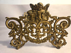 Antique Victorian Cast Brass Expanding Book Rack     Cherub Ends So Pretty 