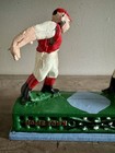 Vintage Hometown Battery Cast Iron Mechanical Baseball Coin Bank