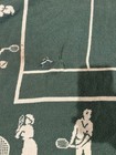 Green   White Tennis Court Woven Throw Blanket Afghan  Fringed Rectangular
