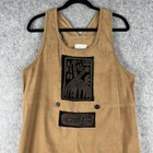 Vtg Nina Piccalino Faux Suede Jumper Maxi Dress Womens 8 Tan Usa Aztec Artsy 80s