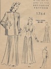 1940s Vintage Sewing Pattern B38  Dress   Jacket  170 