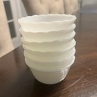 Vintage Fire King Oven Milk Glass Scalloped Ramekin Custard Cups Set Of 6