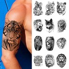 Women Men Lion Transfer Tattoo Tiger Animals Fake Sticker Temporary Tattoo Wol   