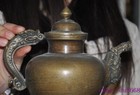 8 2 china Ancient Dynasty Bronze Dragon Loong Grain Tea Makers Tea Pot Statue