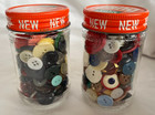 Two Jars Full Of Vintage Buttons - Jars Are 4 Inches Tall
