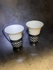 Vintage Gorham Lenox Porcelain W  Shamrock And Silver Base Irish Coffee Mug Set
